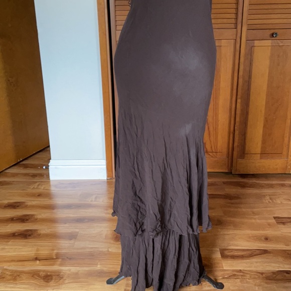 Brown Chiffon Gatsby Dress With Draping Beads | SM - Picture 6 of 16